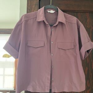 Athleta Short Sleeve Mauve Button-Up Shirt